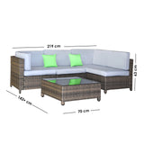 Milano Decor Contemporary 5-Piece Rattan Outdoor Sofa Set in Oatmeal and Black with Coffee Table