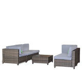 Milano Decor Contemporary 5-Piece Rattan Outdoor Sofa Set in Oatmeal and Black with Coffee Table - Side View