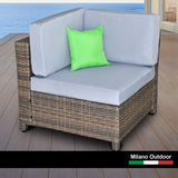 Milano Decor Contemporary 5-Piece Rattan Outdoor Sofa Set in Oatmeal and Black with Coffee Table - Close-Up Angle