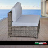 Milano Decor Contemporary 5-Piece Rattan Outdoor Sofa Set in Oatmeal and Black with Coffee Table - Low Angle