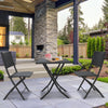 Arcadia Furniture Outdoor 3 Piece Foldable Rattan Coffee Table Set Garden Patio Black