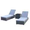Arcadia Furniture Outdoor 3 Piece Sunlounge Set Rattan Garden Day Bed Lounger - Black and Grey
