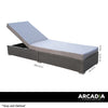 Arcadia Furniture Outdoor 3 Piece Sunlounge Set Rattan Garden Day Bed Lounger - Black and Grey