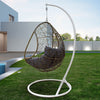 Arcadia Furniture Rocking Egg Chair Swing Lounge Hammock Pod Wicker Curved - Oatmeal and Grey