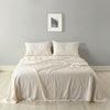 Royal Comfort Stripes Linen Blend Sheet Set Bedding Luxury Breathable Ultra Soft Beige Queen