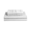 Royal Comfort Striped Flax Linen Blend Quilt Cover Set Soft Touch Bedding - Queen - Grey