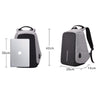 Anti Theft Backpack Waterproof bag School Travel Laptop Bags USB Charging - Grey