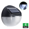 4 X Fence Lights Round Solar Powered LED Waterproof Outdoor Garden Wall Pathway Black Pack