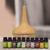 Milano Aroma Diffuser Set With 10 Pack Oils Humidifier Aromatherapy Light Wood