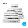 Royal Comfort 16 Piece Egyptian Cotton Eden Towel Set 600GSM Luxurious Absorbent - White