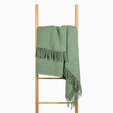 Luxurious Brighton Wool Throw in Cozy Sage - 100% New Zealand Wool - Side View
