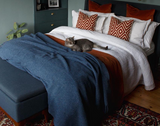 Navy Brighton Luxury Wool Throw Blanket - 100% Pure New Zealand Wool - Front View