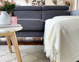 Chiswick Elegance Cashmere & Merino Blend Throw - Ivory - Front View