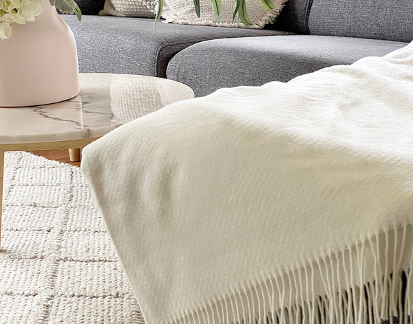 Chiswick Elegance Cashmere & Merino Blend Throw - Ivory