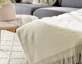 Chiswick Elegance Cashmere & Merino Blend Throw - Ivory - Side View