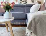 Chiswick Elegant Throw - Cashmere & Merino Wool Blend - Soft Beige - Side View
