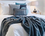 Chiswick Luxe Merino & Cashmere Throw Blanket - Charcoal Elegance - Side View