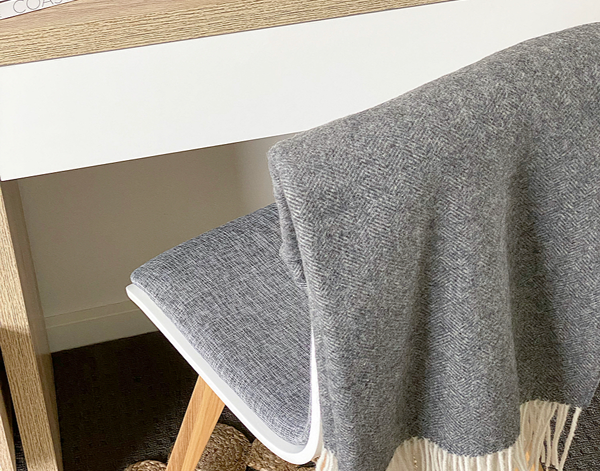 Hampton Premium Merino Wool Throw Blanket - Slate Grey