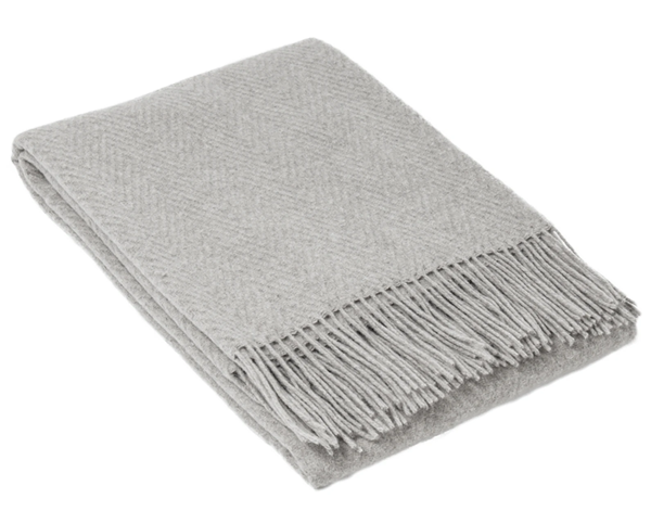 Elegant Silver Merino Wool Blend Throw Blanket