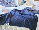 Kensington Luxe Cashmere & Merino Wool Throw - Classic Navy Elegance - Front View