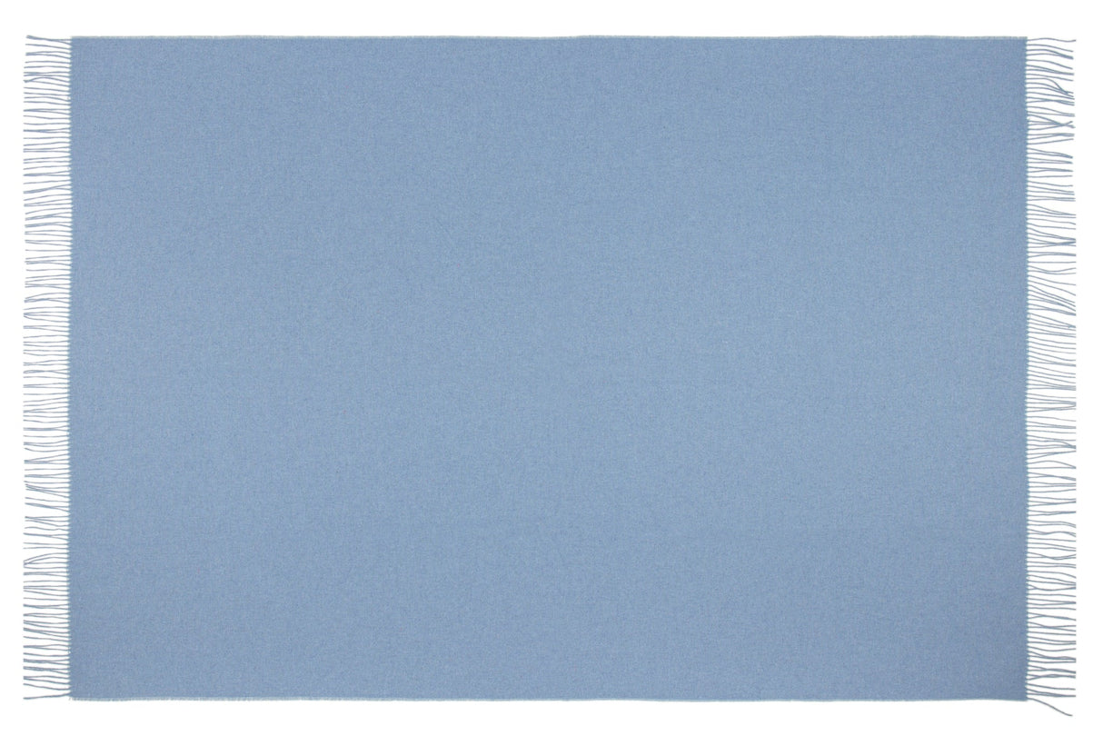 Luxurious Blue Merino Wool Blend Throw Blanket