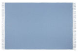 Luxurious Blue Merino Wool Blend Throw Blanket - Side View
