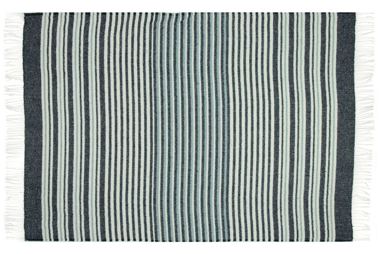 Eco-Friendly Navy Richmond Reclaimed Wool Blend Throw Blanket