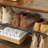 Vintage-Inspired Rustic Coat Rack with Shoe Storage Bench and Shelves, 175 cm Matte Metal Frame - Extra Image