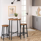 Set of 2 Rustic Industrial Bar Stools with Steel Frame - 65 cm Height in Brown and Black - Top-Down View