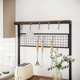 Rustic Industrial Kitchen Baker's Rack with 10 Hooks and Multi-Level Storage Shelves - 84 x 40 x 170 cm - 45-Degree Angle