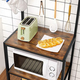 Rustic Industrial Kitchen Baker's Rack with 10 Hooks and Multi-Level Storage Shelves - 84 x 40 x 170 cm - Rear View