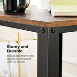 Rustic Brown 2-Tier End Table with Metal Frame and Storage Shelf - Top-Down View