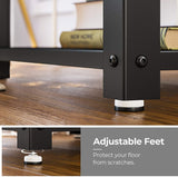 Rustic Brown 2-Tier End Table with Metal Frame and Storage Shelf - 45-Degree Angle