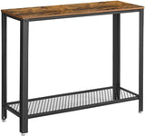 Rustic Brown Metal Frame Console Table with Industrial Charm - Front View