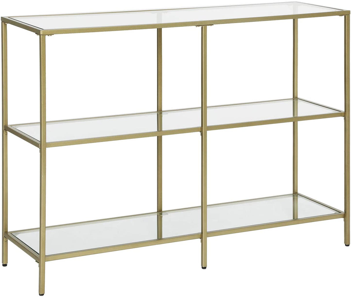 Modern 3-Tier Glass Console Table with Metal Frame and Versatile Storage