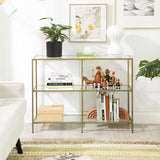Modern 3-Tier Glass Console Table with Metal Frame and Versatile Storage
