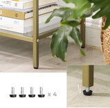 Modern 3-Tier Glass Console Table with Metal Frame and Versatile Storage - 45-Degree Angle