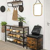 Rustic Brown and Black 3-Tier Mesh Shoe Organizer Rack - 45-Degree Angle