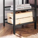 Industrial Chic Set of 2 Nightstands with Versatile Mesh Shelves in Rustic Brown and Black - Extra Image