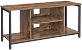 Industrial Rustic Brown and Black TV Stand with Open Storage Solutions - Front View