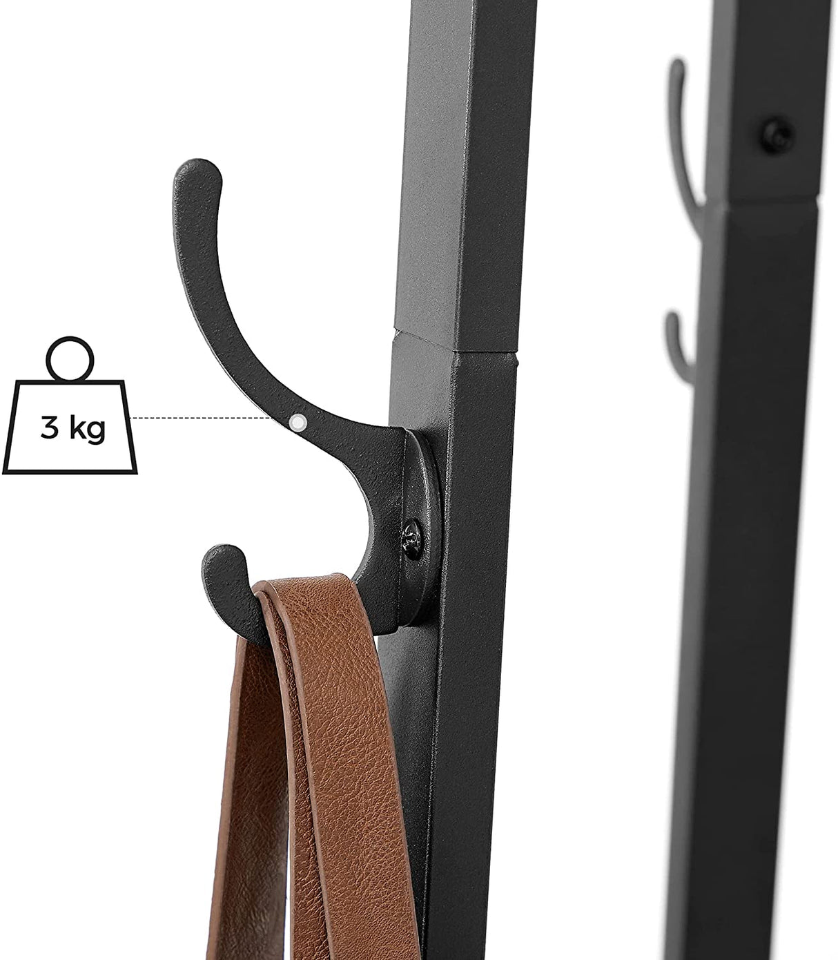 Industrial-Style Coat Rack with 3 Storage Shelves and Hooks in Rustic Brown and Black