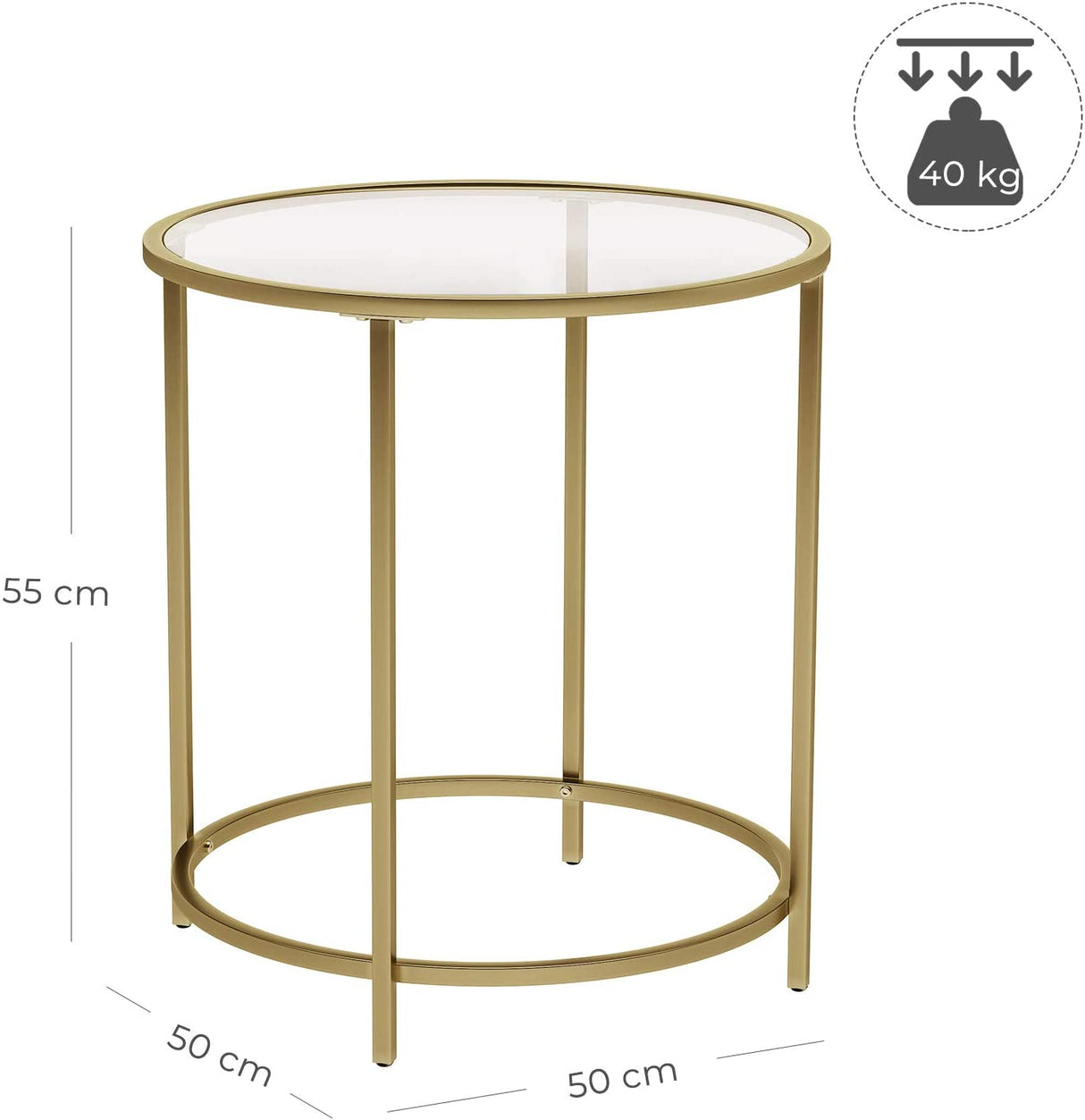 Elegant Gold Metal Frame Side Table with Tempered Glass Top