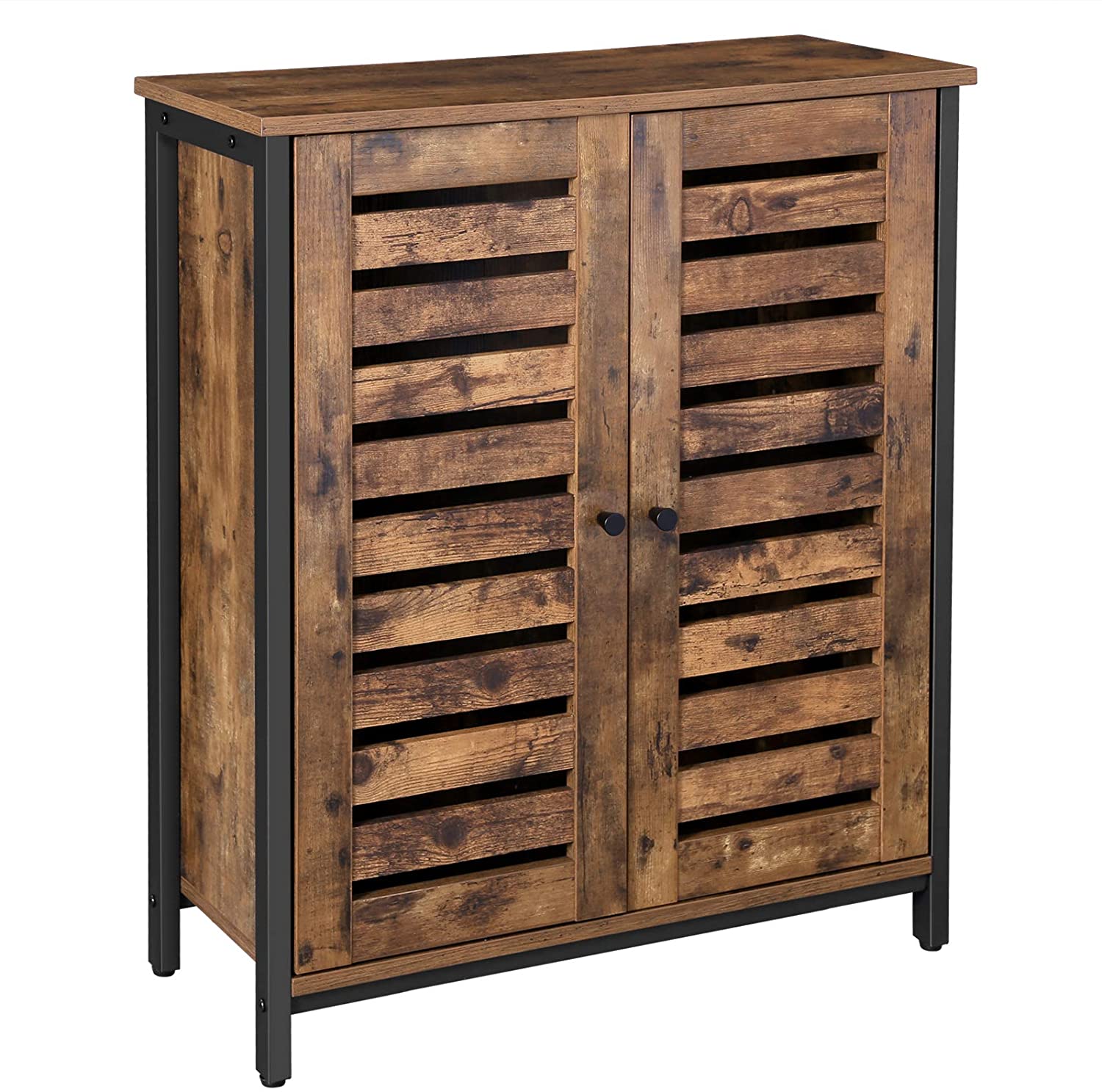 Rustic Industrial Sideboard Cabinet with Louvred Doors for Versatile Storage