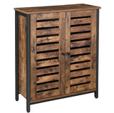 Rustic Industrial Sideboard Cabinet with Louvred Doors for Versatile Storage - Front View