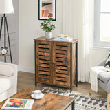 Rustic Industrial Sideboard Cabinet with Louvred Doors for Versatile Storage - Top-Down View
