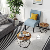 Set of 2 Rustic Industrial Style Side Tables with Sturdy Steel Frames in Brown and Black - Close-Up Angle