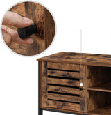 Rustic Brown and Black TV Stand for Up to 127cm TVs with Louvred Door and 2 Open Shelves - Ideal for Living Room and Bedroom - Extra Image