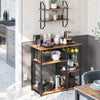 Kitchen Shelf with Steel Frame Wire Basket and 6 Hooks Rustic Brown and Black