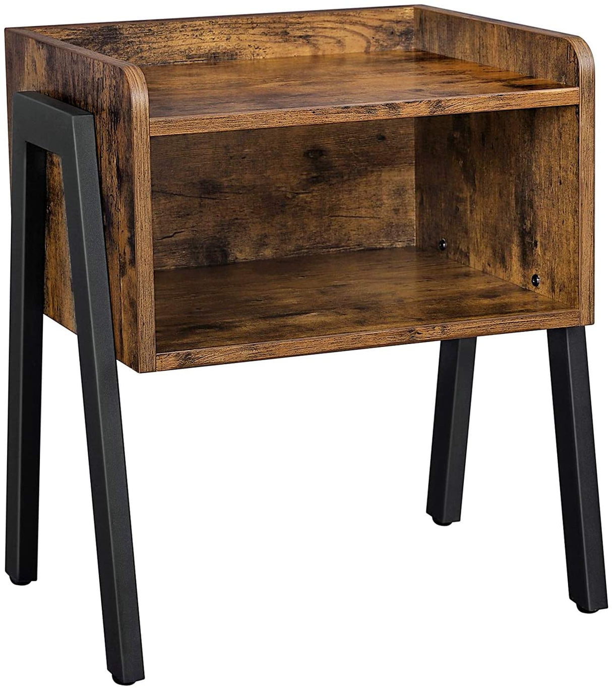 Rustic Chic Stackable End Table with Wood Finish and Metal Frame