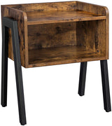 Rustic Chic Stackable End Table with Wood Finish and Metal Frame - Front View